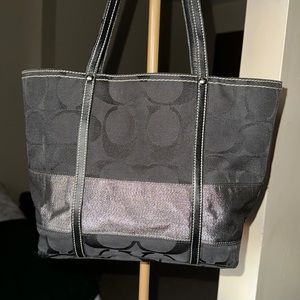 Black and silver Coach y2k tote bag